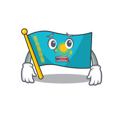 Sticker - Flag kazakhstan Cartoon character showing afraid look face