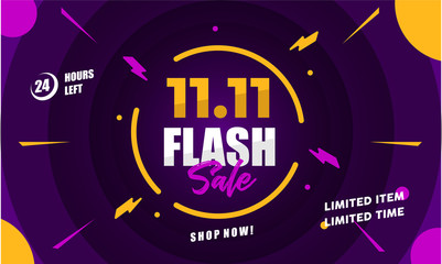 Wall Mural - Flash Sale special 11.11 Template Design for Advertising text, banner, presentation, promotion banner, social media campaign post. Vector Illustration