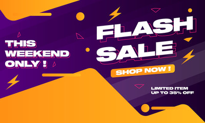 Wall Mural - Flash Sale Template Design for Advertising text, banner, presentation, promotion banner, social media campaign post. Vector Illustration