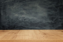 Education Image – Empty Table And Blackboard