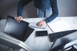© andranik123 - Hacker stealing information from the office computer. Hacking, Criminal