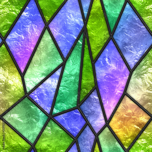 Obraz w ramie Stained glass seamless texture for window, 3d illustration