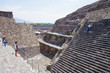 Popular tourist landmark destination ancient Aztec city ruins of the pyramids of Teotihuacan close to Mexico City with the Pyramid of the Sun and the Pyramid of the Moon and prehistoric stone walls
