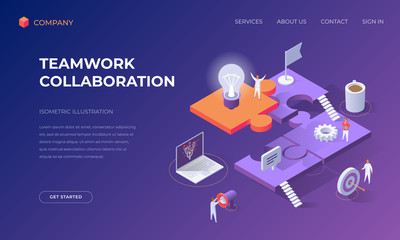 Sticker - Landing page for teamwork collaboration