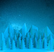 © LUMA - Winter paper landscape with mountains and pine trees at night