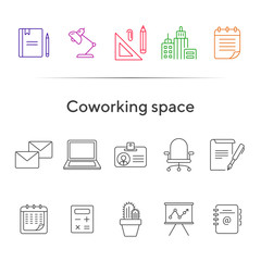 Wall Mural - Coworking space icon set