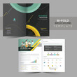 Bi-Fold Brochure Template Layout in Front and Back View for Business Concept.