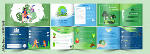 Fotografía Bi-Fold Brochure, Template or Cover Design Set in Different Platform of Save The Earth Concept