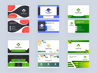 Poster - Front and Back View of Business Card or Visiting Card Design Set with Abstract Pattern.