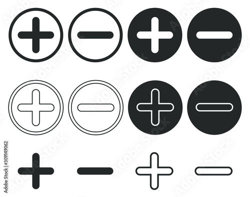 Cuadros en Lienzo Plus and Minus icon shape button set