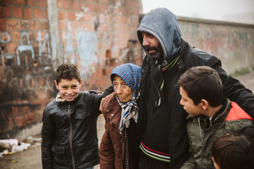 Wall Mural - Gypsy family in an Gypsy street 