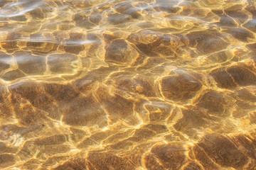 Clear transparent sea water, white and beach, natural marine background