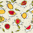 Lemon fresh poppet pattern modern juicy citrus fruit, comic style art, carton food print
