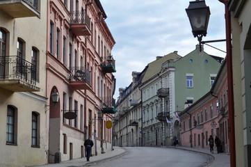 Canvas Print - Streets of self-proclaimed Republic of Uzupis. Vilnius Bohemian and artistic district. Lithuania