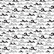 © AllNikArt - Sea Waves Vector Seamless pattern. Hand drawn Doodle Black Wave. Black and White Cartoon Sea or Ocean Background