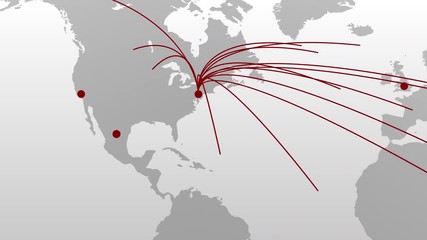 Aufkleber - Communication network line from USA to the whole world.