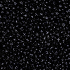 Hand Drawn white Snowflakes Christmas Seamless Pat