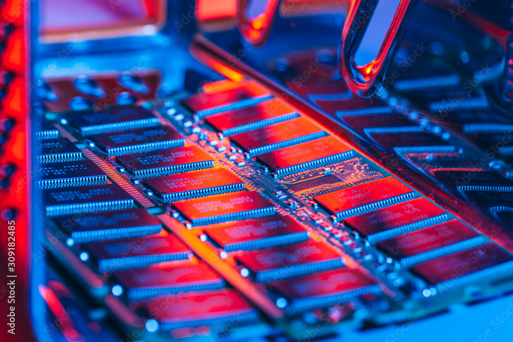 Random Access Memory Inside Computer computer random access memory (RAM) close up Stock Photo | Adobe Stock