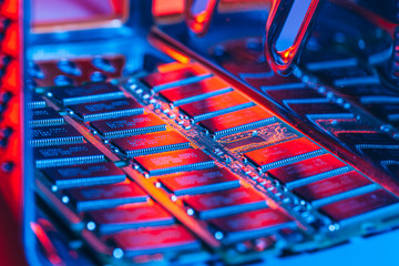 computer random access memory (ram) close up