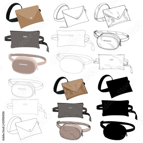 Cuadros en Lienzo isolated, waist bag, female, accessory, set