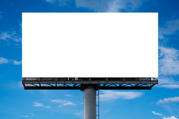 mockup large white blank billboard or white promotion poster displayed on the outdoor against the bl