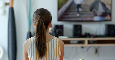 Canvas Print - Woman watch Tv at home