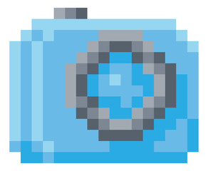 Wall Mural - Camera icon for photos in a pixel 8 bit video game art style