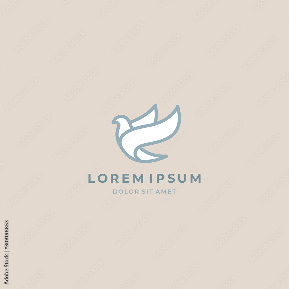 Flying bird abstract silhouette logo design vector template. Dove ...