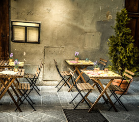 Wall Mural - Tables and chiars in a picturesque corner in Florence