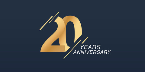 20 years anniversary vector icon, logo. Graphic design element with golden number