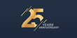 25 years anniversary vector icon, logo. Graphic design element with golden number
