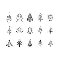 Christmas tree doodle pine tree sketch tree drawing holiday decoration star ornament retro Xmas