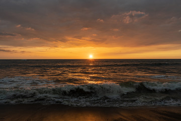 Beautiful sunset on the shore of the Indian Ocean