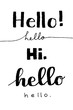 Hello hi text hand drawn written in black isolated on white fonts