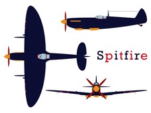 Supermarine Spitfire Aircraft WWII Colored.
