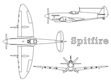 Supermarine Spitfire Aircraft WWII Outline Only.