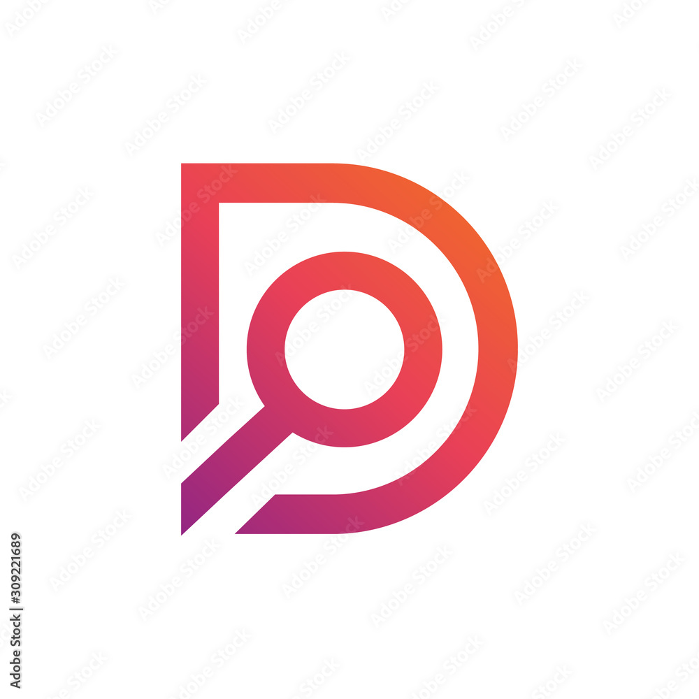 D letter with search icon logo design  - obrazy, fototapety, plakaty 