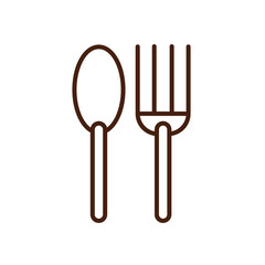 Wall Mural - fork and spoon wooden cutleries icon