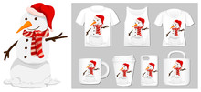 Christmas Theme With Snowman On Many Products