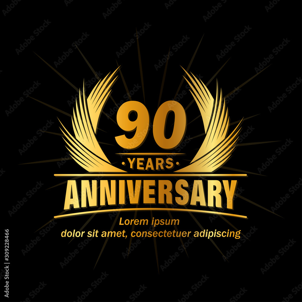 90 years logo design template. 90th anniversary vector and illustration ...