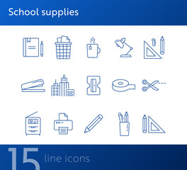 Poster - School supplies icon set