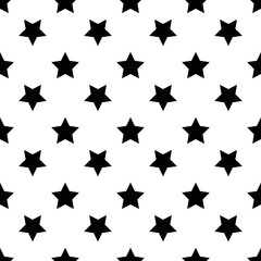 Poster - Seamless pattern of black five-pointed stars on white background. Vector illustration