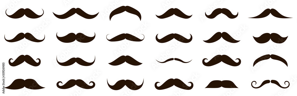 Different mustache collection. Vector illustration - obrazy, fototapety, plakaty 