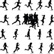 © goran - Big Group of runners silhouette vector