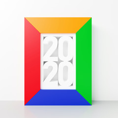 Wall Mural - 2020 happy new year! Colorful frame for calendar or business background 3D render