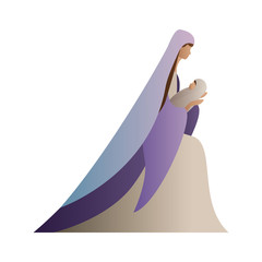 Sticker - Virgin mary and baby jesus vector design