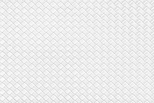 White Leather Background With Imitation Weave Texture. Glossy Dermantine, Artificial Leather Structure. Fake Woven Leather Wicker Textured Surface.