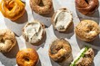 High angle shot of many delicious bagels - perfect for a food blog