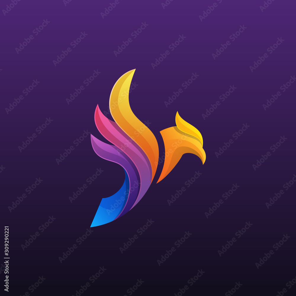 colorful phoenix or eagle logo illustration premium vector Stock Vector ...