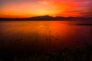 Sticker - Kwan Phayao lake in the evening